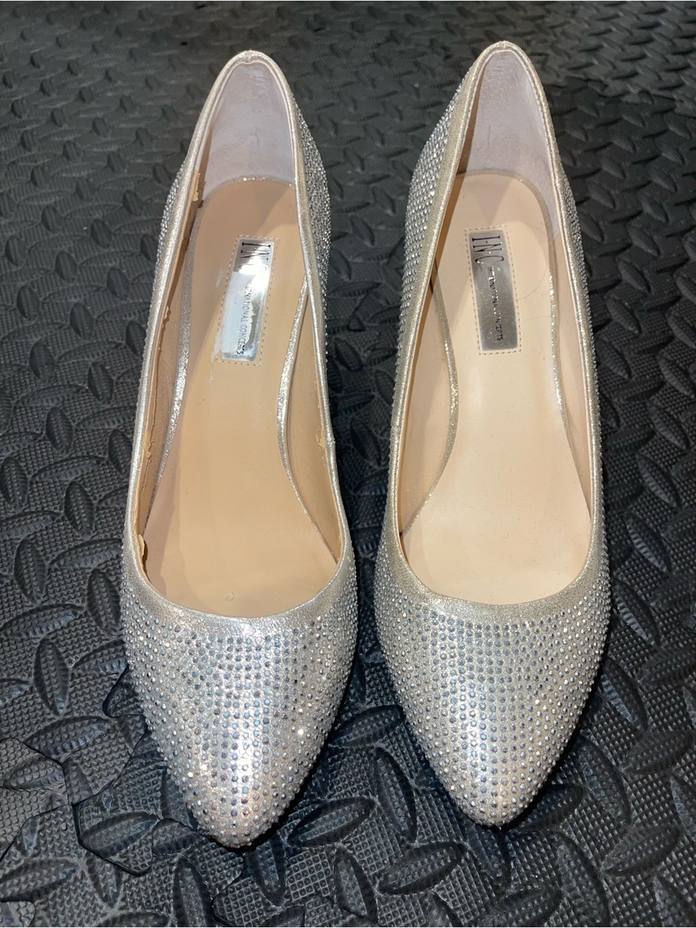 INC Silver Rhinestone Pointed Heels - size 9.5 M (worn once)